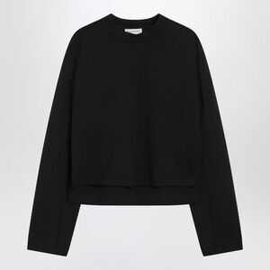 Moncler X Edward Enninful Women's Black Sweatshirt With Asymmetric Hem